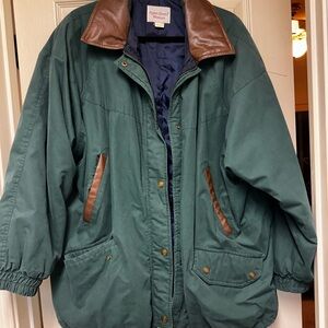 Bobbie Brooks Forest Green Field Coat with Brown Trim